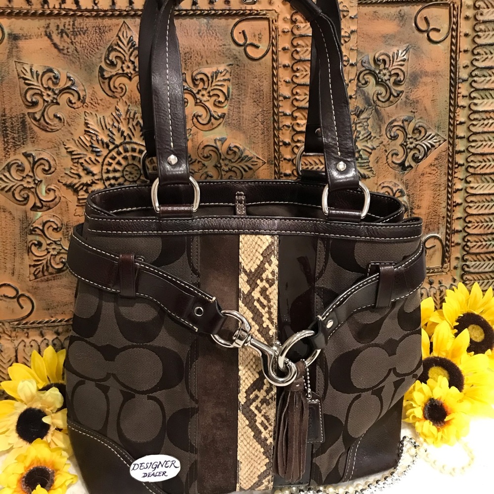 COACH Hampton Signature LTHR Trim Carryall 10264 - Picture 3 of 11